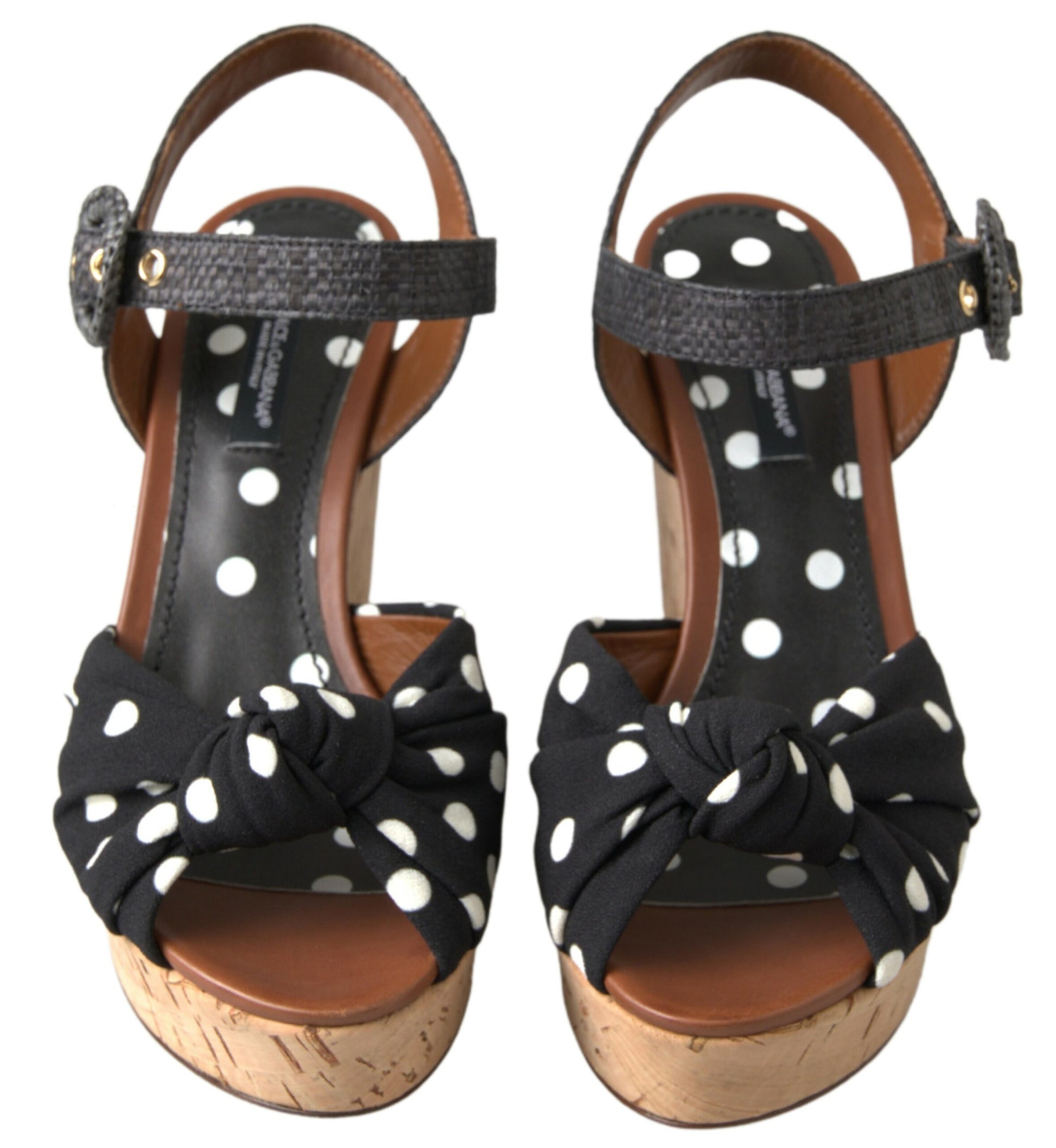 Dolce & Gabbana Black  Wedges Polka Dotted Ankle Strap Shoes Sandals - ClickThatClicks 