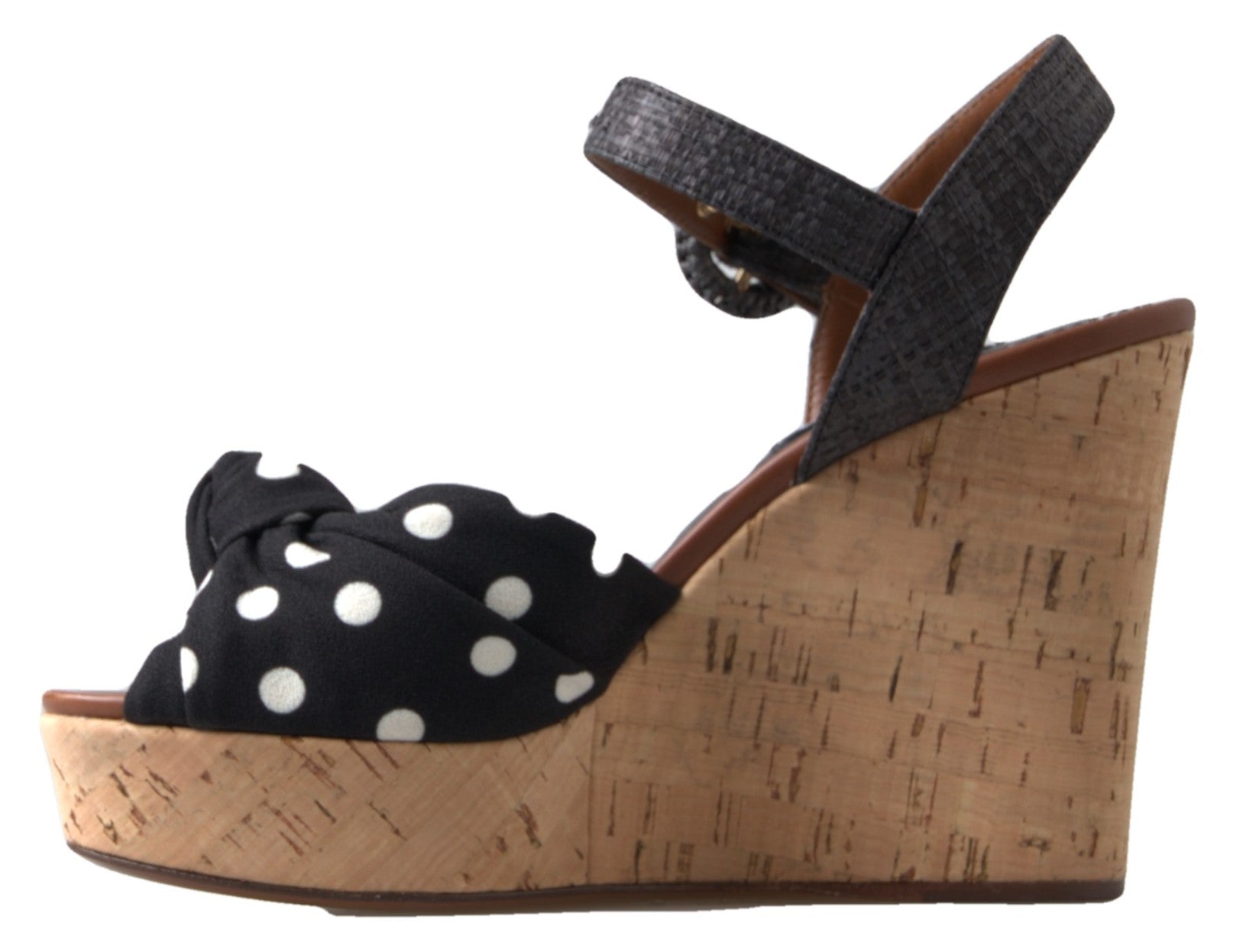 Dolce & Gabbana Black  Wedges Polka Dotted Ankle Strap Shoes Sandals - ClickThatClicks 