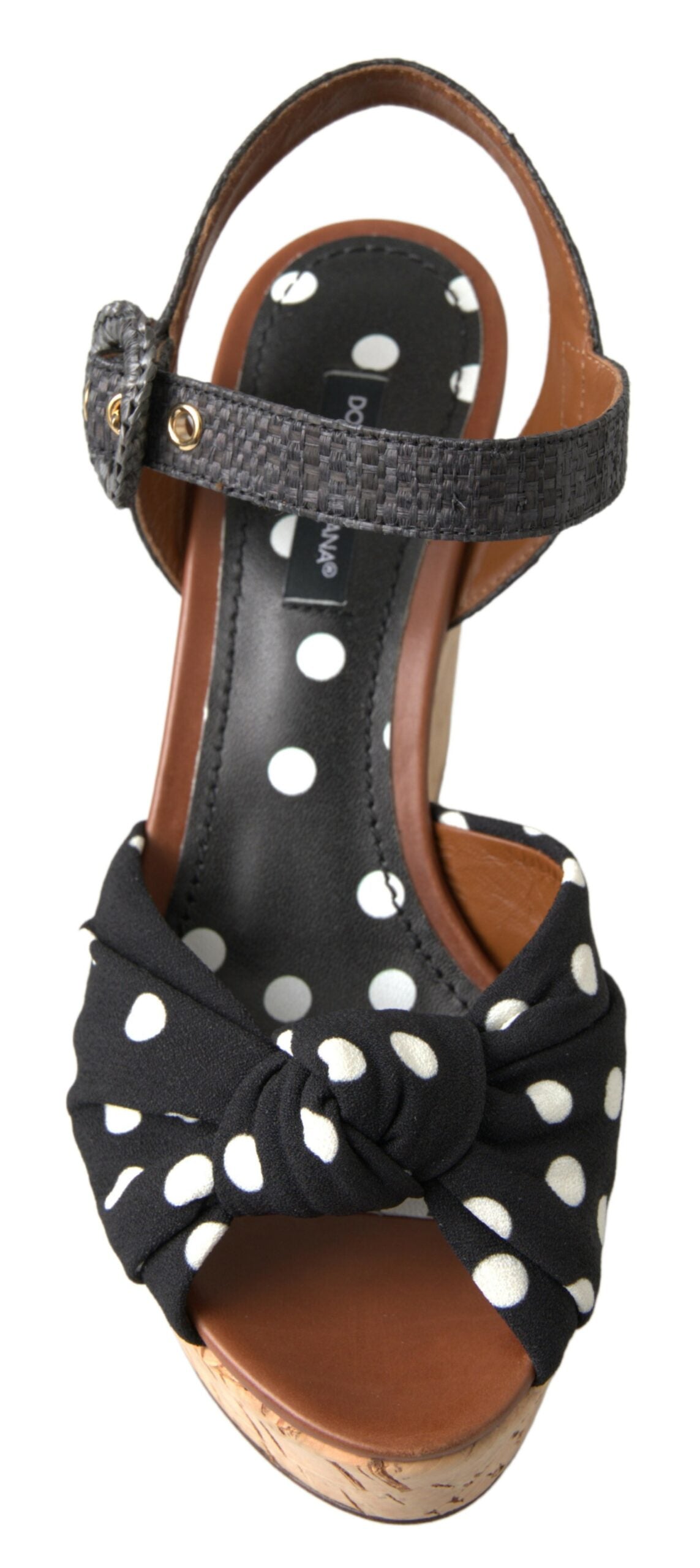 Dolce & Gabbana Black  Wedges Polka Dotted Ankle Strap Shoes Sandals - ClickThatClicks 