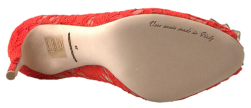 Dolce & Gabbana Red Taormina Lace Crystal Heels Pumps Shoes - ClickThatClicks 