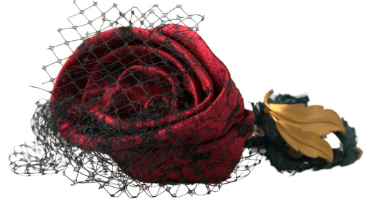 Dolce & Gabbana Red with multicolor Rose Silk Crystal Netted Logo Diadem Headband - ClickThatClicks 