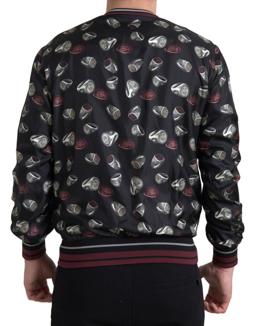 Dolce & Gabbana Black Ring Print Silk Crewneck Sweater - ClickThatClicks 
