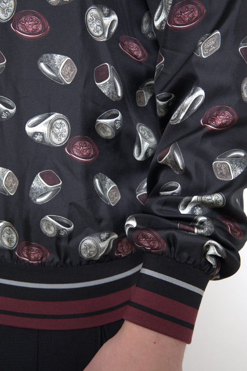 Dolce & Gabbana Black Ring Print Silk Crewneck Sweater - ClickThatClicks 