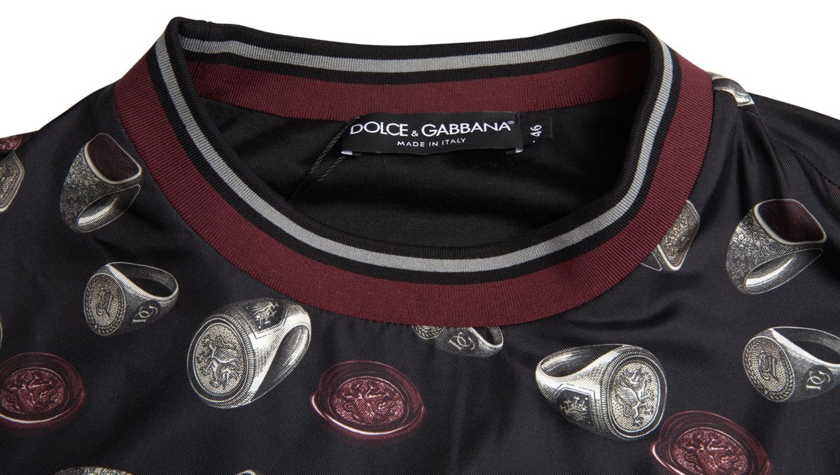 Dolce & Gabbana Black Ring Print Silk Crewneck Sweater - ClickThatClicks 