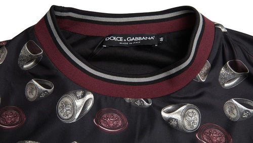 Dolce & Gabbana Black Ring Print Silk Crewneck Sweater - ClickThatClicks 