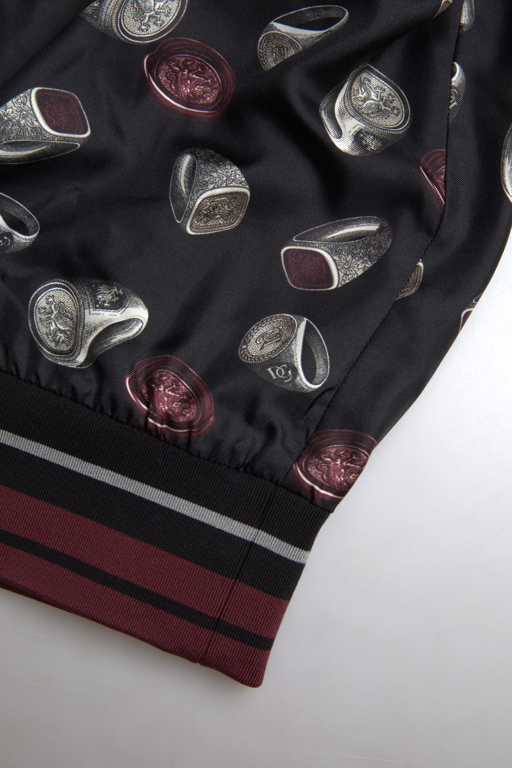 Dolce & Gabbana Black Ring Print Silk Crewneck Sweater - ClickThatClicks 