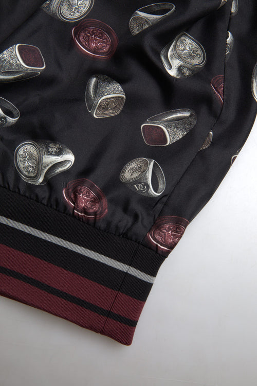 Dolce & Gabbana Black Ring Print Silk Crewneck Sweater - ClickThatClicks 