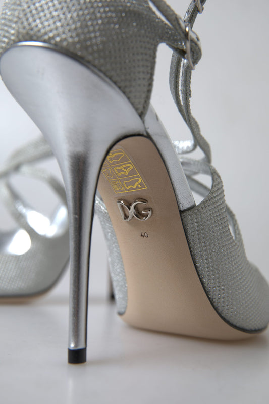 Dolce & Gabbana Silver Shimmers Sandals Heel Pumps Shoes - ClickThatClicks 