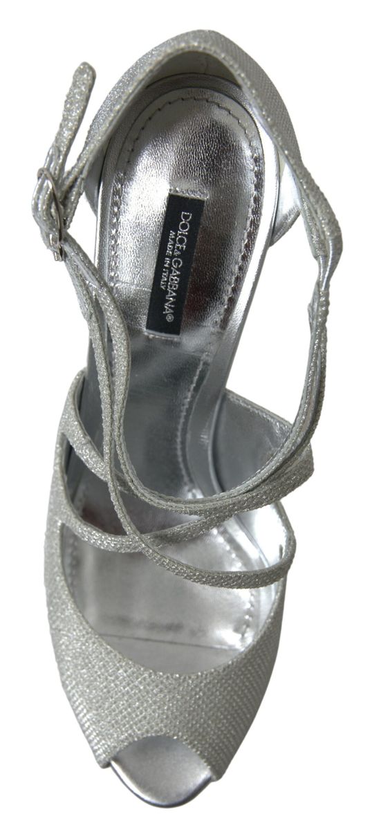 Dolce & Gabbana Silver Shimmers Sandals Heel Pumps Shoes - ClickThatClicks 