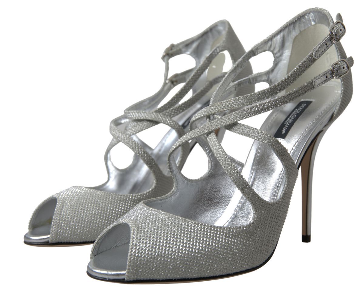 Dolce & Gabbana Silver Shimmers Sandals Heel Pumps Shoes - ClickThatClicks 