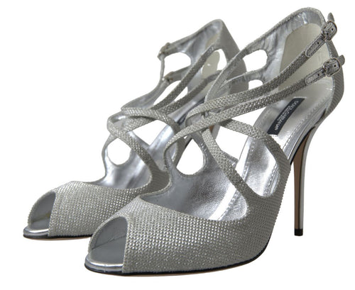 Dolce & Gabbana Silver Shimmers Sandals Heel Pumps Shoes - ClickThatClicks 