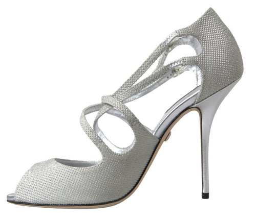 Dolce & Gabbana Silver Shimmers Sandals Heel Pumps Shoes - ClickThatClicks 