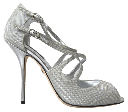 Dolce & Gabbana Silver Shimmers Sandals Heel Pumps Shoes - ClickThatClicks 