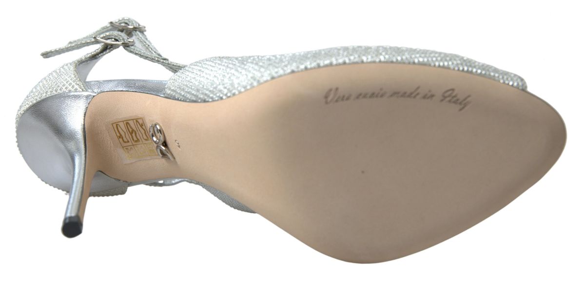Dolce & Gabbana Silver Shimmers Sandals Heel Pumps Shoes - ClickThatClicks 