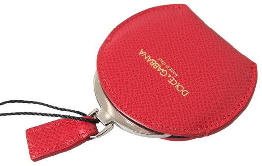 Dolce & Gabbana Red Calfskin Leather Hand Mirror Holder - ClickThatClicks 