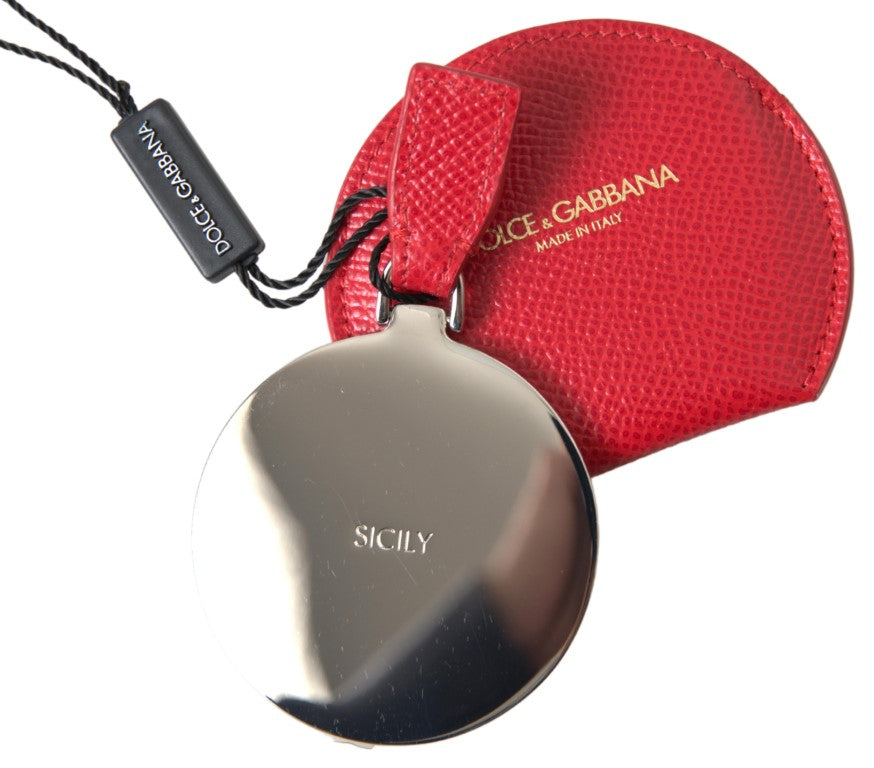 Dolce & Gabbana Red Calfskin Leather Hand Mirror Holder - ClickThatClicks 