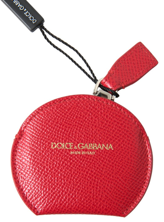 Dolce & Gabbana Red Calfskin Leather Hand Mirror Holder - ClickThatClicks 