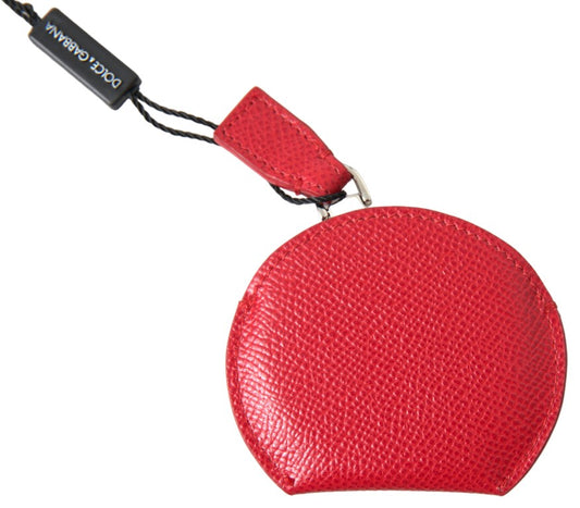 Dolce & Gabbana Red Calfskin Leather Hand Mirror Holder - ClickThatClicks 