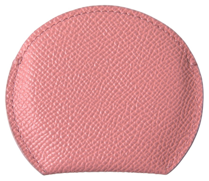 Dolce & Gabbana Pink Calfskin Leather Round Mirror Holder - ClickThatClicks 