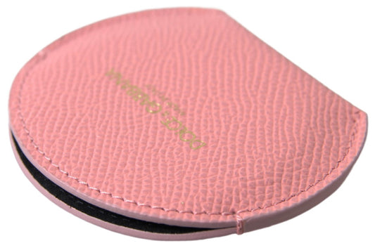 Dolce & Gabbana Pink Calfskin Leather Round Mirror Holder - ClickThatClicks 