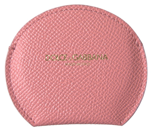 Dolce & Gabbana Pink Calfskin Leather Round Mirror Holder - ClickThatClicks 