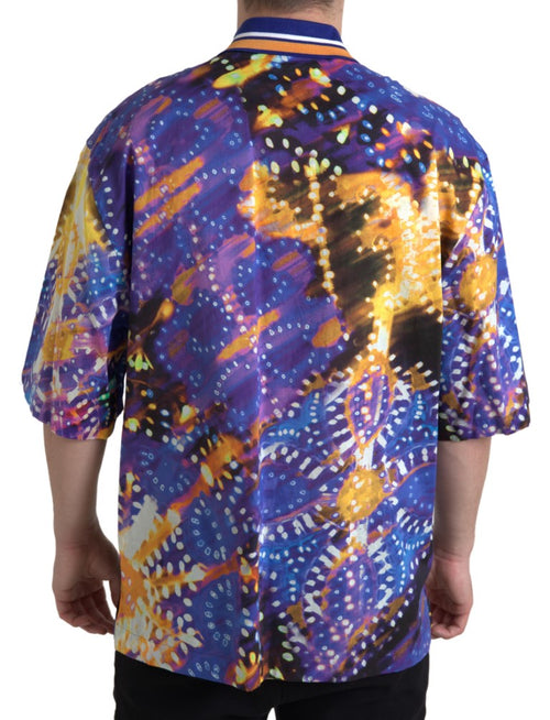 Dolce & Gabbana Luminaire Print Cotton Polo Top Men Shirt - ClickThatClicks 