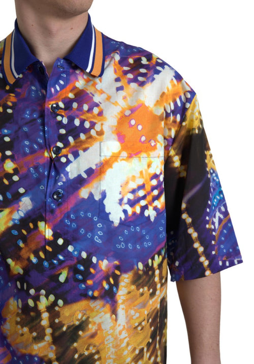 Dolce & Gabbana Luminaire Print Cotton Polo Top Men Shirt - ClickThatClicks 