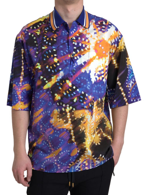 Dolce & Gabbana Luminaire Print Cotton Polo Top Men Shirt - ClickThatClicks 