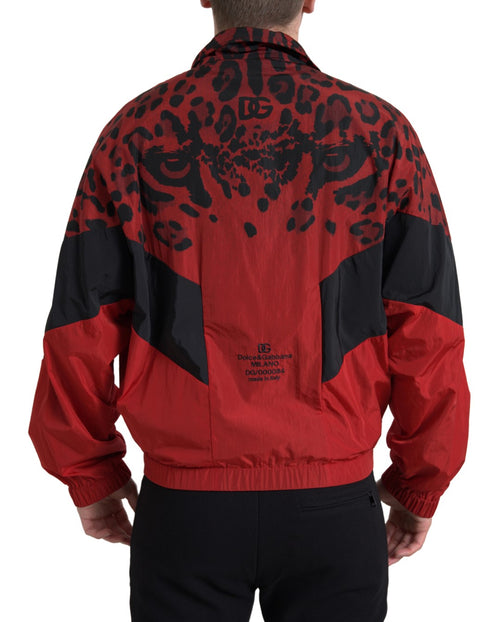 Dolce & Gabbana Red Leopard Nylon Full Zip Sweater - ClickThatClicks 