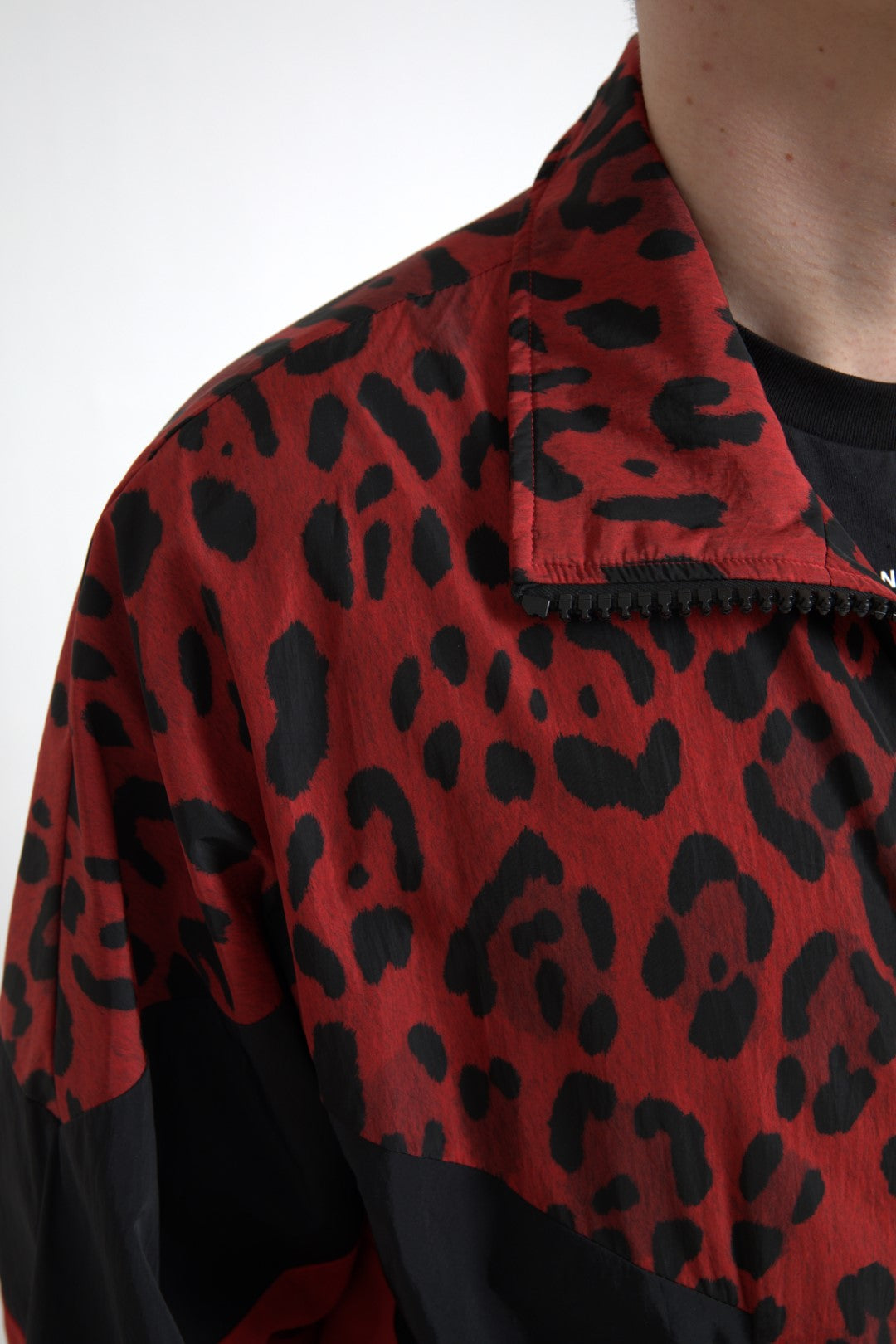 Dolce & Gabbana Red Leopard Nylon Full Zip Sweater - ClickThatClicks 