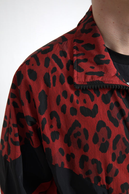 Dolce & Gabbana Red Leopard Nylon Full Zip Sweater - ClickThatClicks 