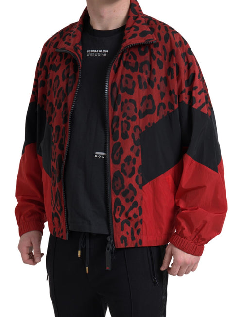 Dolce & Gabbana Red Leopard Nylon Full Zip Sweater - ClickThatClicks 