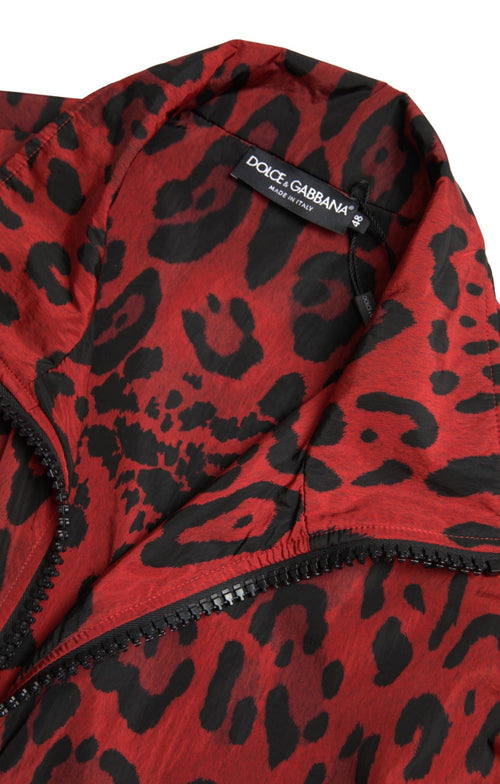 Dolce & Gabbana Red Leopard Nylon Full Zip Sweater - ClickThatClicks 