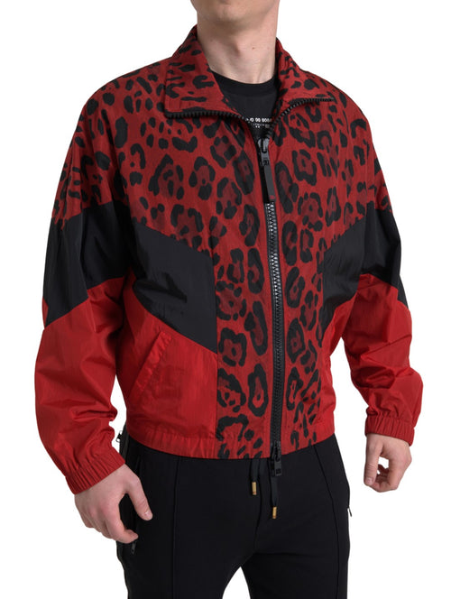 Dolce & Gabbana Red Leopard Nylon Full Zip Sweater - ClickThatClicks 