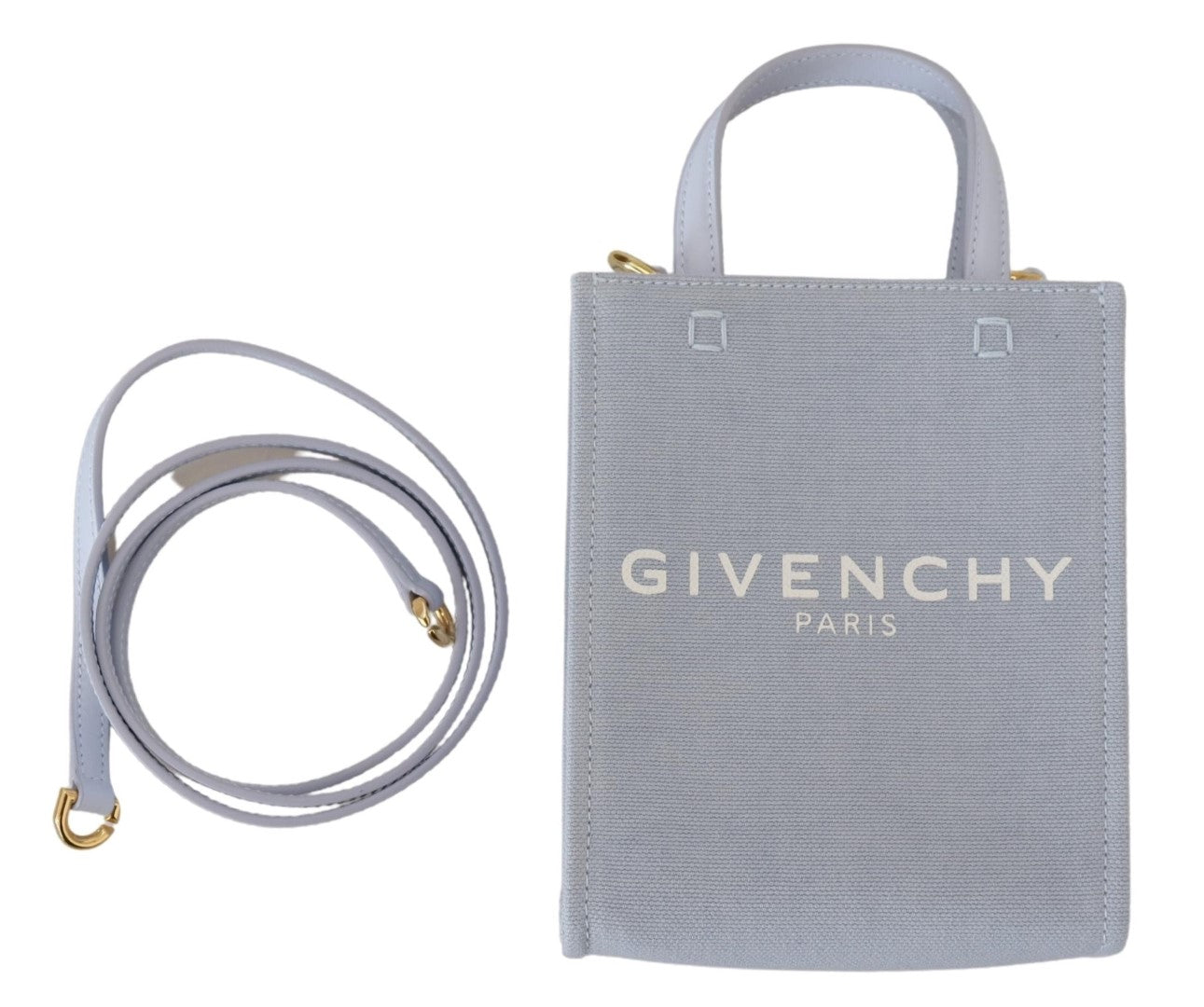 Givenchy Blue Coated Canvas Vertical Cloud Mini Shoulder Bag - ClickThatClicks 