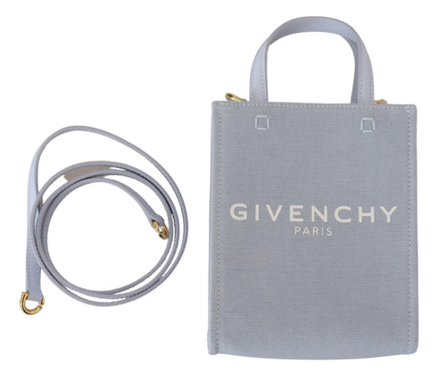 Givenchy Blue Coated Canvas Vertical Cloud Mini Shoulder Bag - ClickThatClicks 