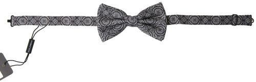 Dolce & Gabbana Black White Pattern Adjustable Neck Papillon Bow Tie - ClickThatClicks 