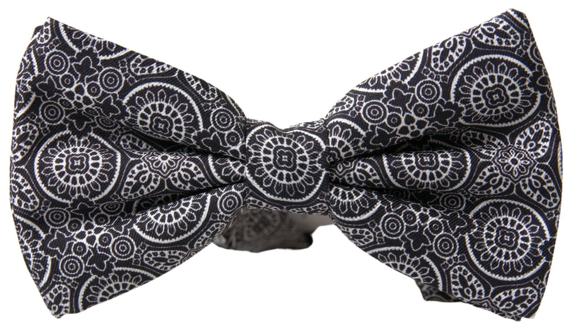 Dolce & Gabbana Black White Pattern Adjustable Neck Papillon Bow Tie - ClickThatClicks 