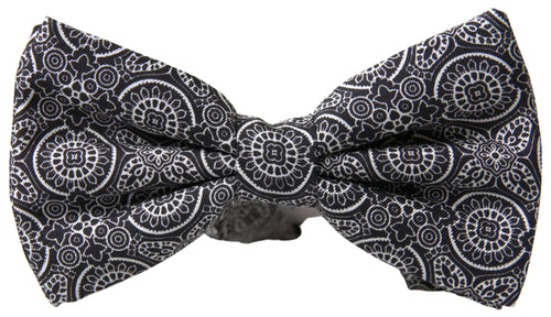 Dolce & Gabbana Black White Pattern Adjustable Neck Papillon Bow Tie - ClickThatClicks 