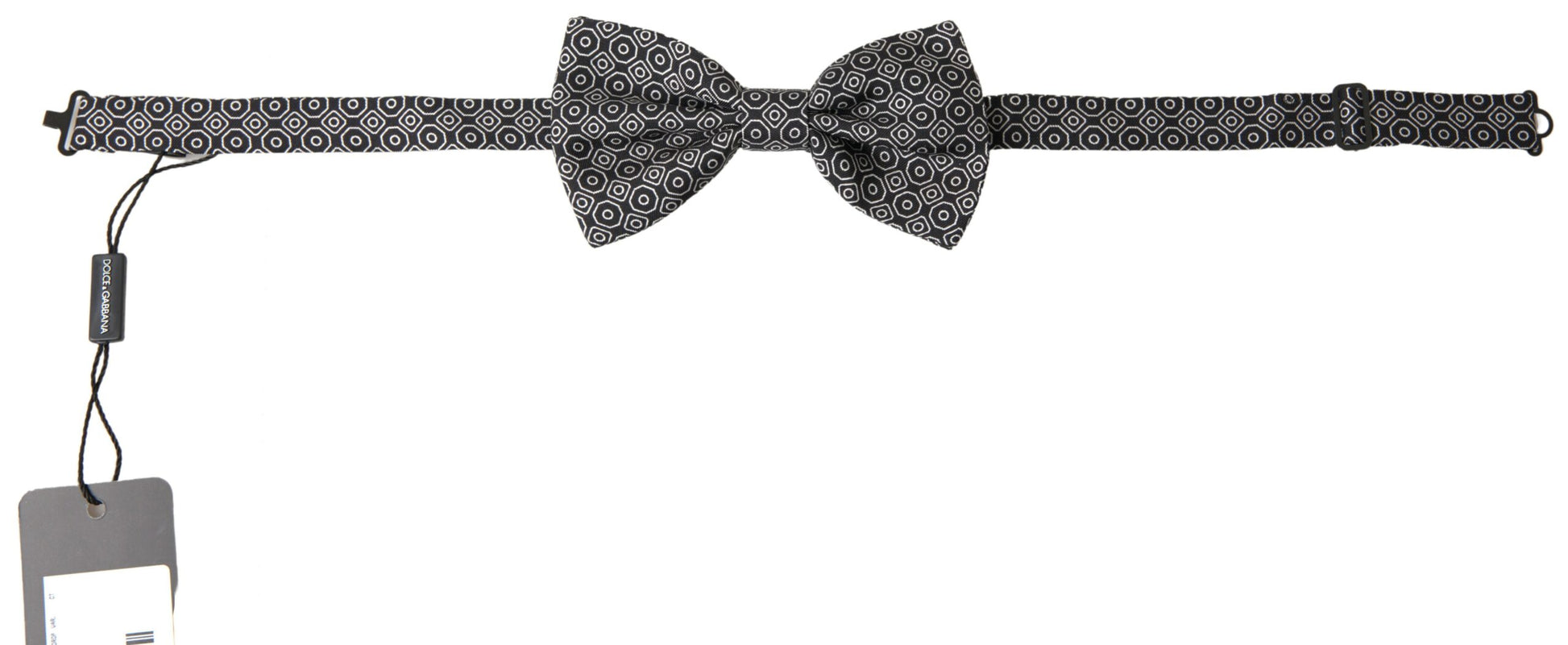 Dolce & Gabbana Black White Pattern Adjustable Neck Papillon Bow Tie - ClickThatClicks 