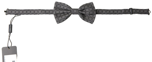 Dolce & Gabbana Black White Pattern Adjustable Neck Papillon Bow Tie - ClickThatClicks 