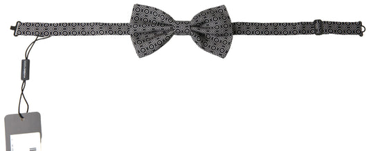 Dolce & Gabbana Black White Pattern Adjustable Neck Papillon Bow Tie - ClickThatClicks 