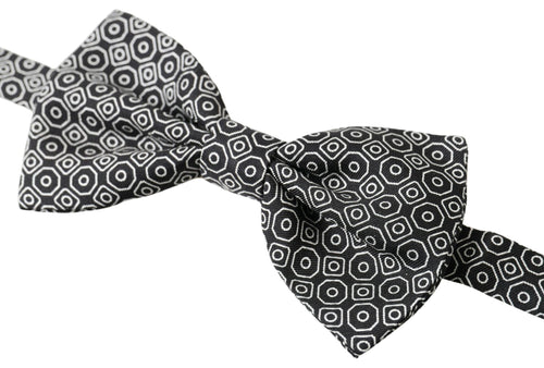 Dolce & Gabbana Black White Pattern Adjustable Neck Papillon Bow Tie - ClickThatClicks 