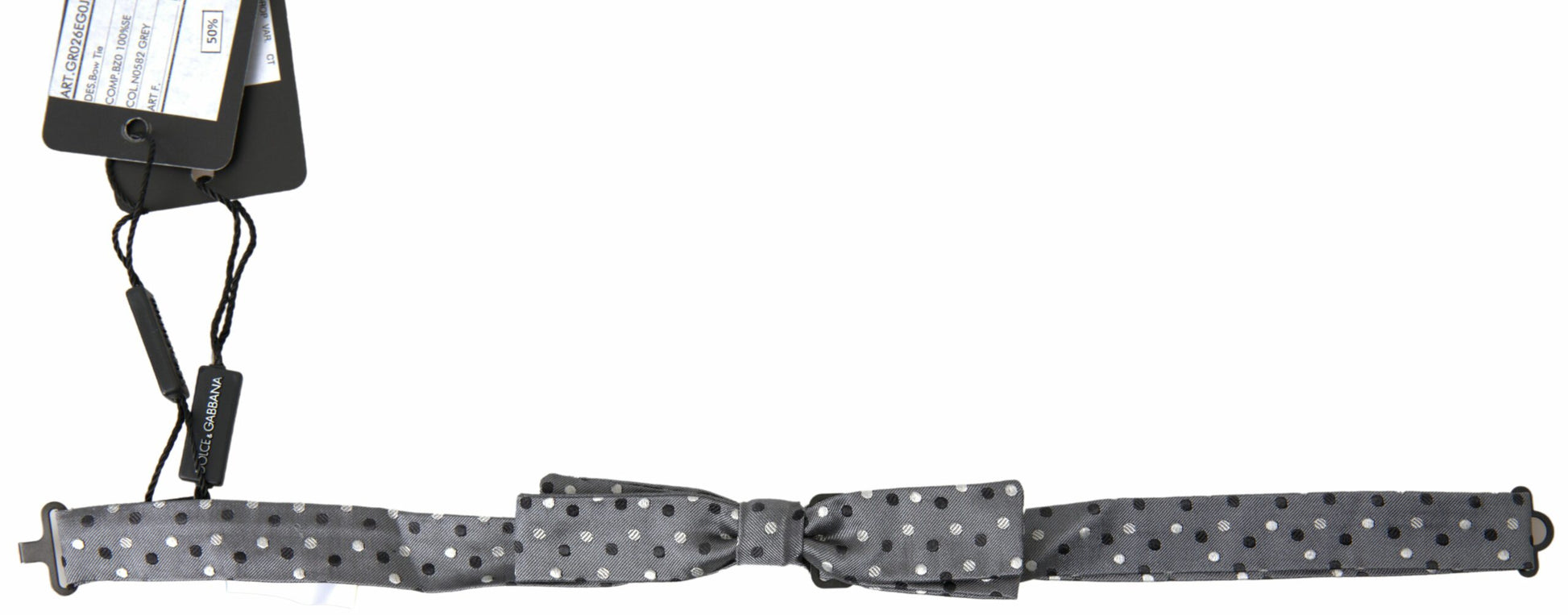Dolce & Gabbana Gray Polka Dot Silk Adjustable Men Neck Papillon Bow Tie - ClickThatClicks 
