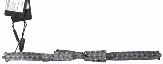 Dolce & Gabbana Gray Polka Dot Silk Adjustable Men Neck Papillon Bow Tie - ClickThatClicks 