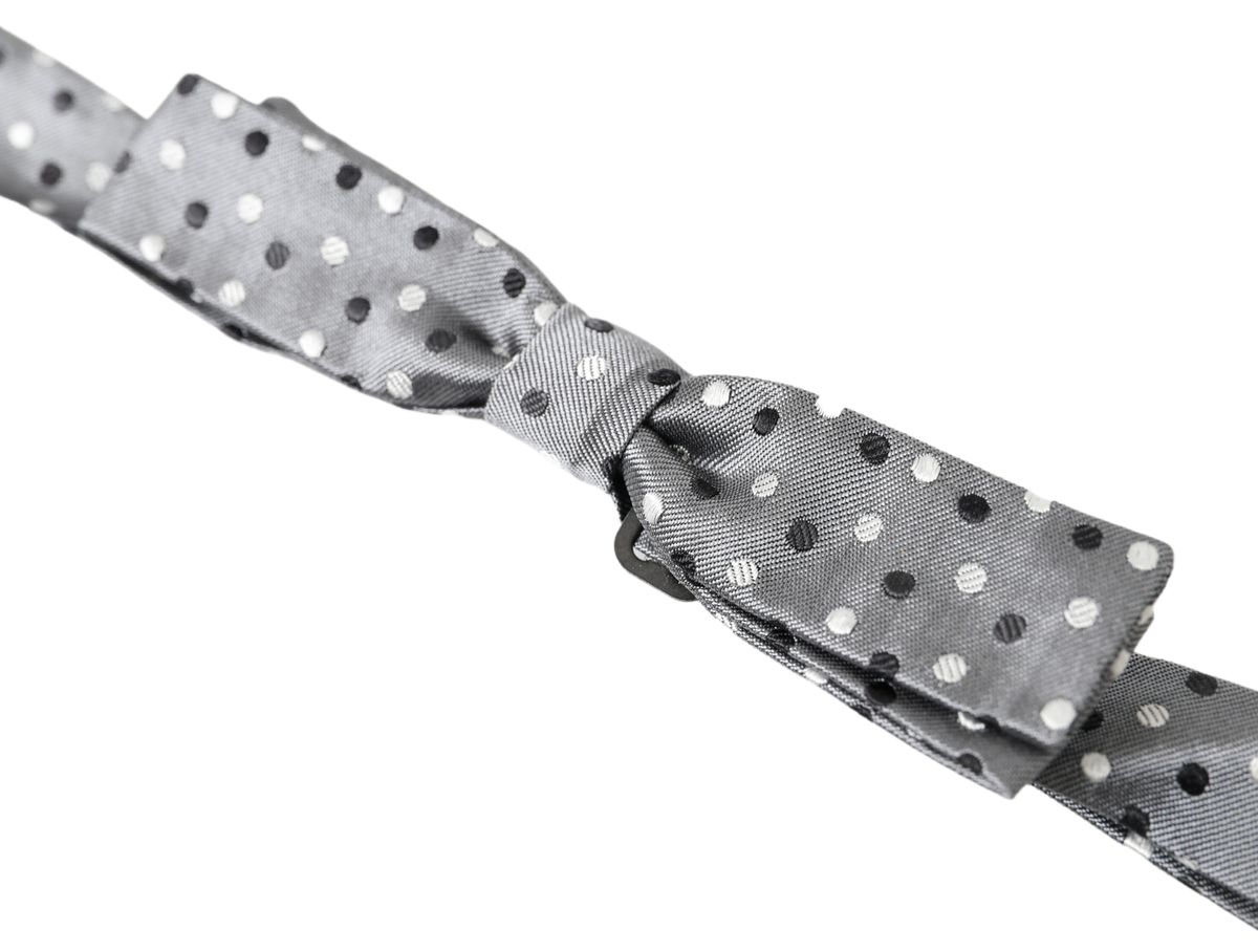 Dolce & Gabbana Gray Polka Dot Silk Adjustable Men Neck Papillon Bow Tie - ClickThatClicks 