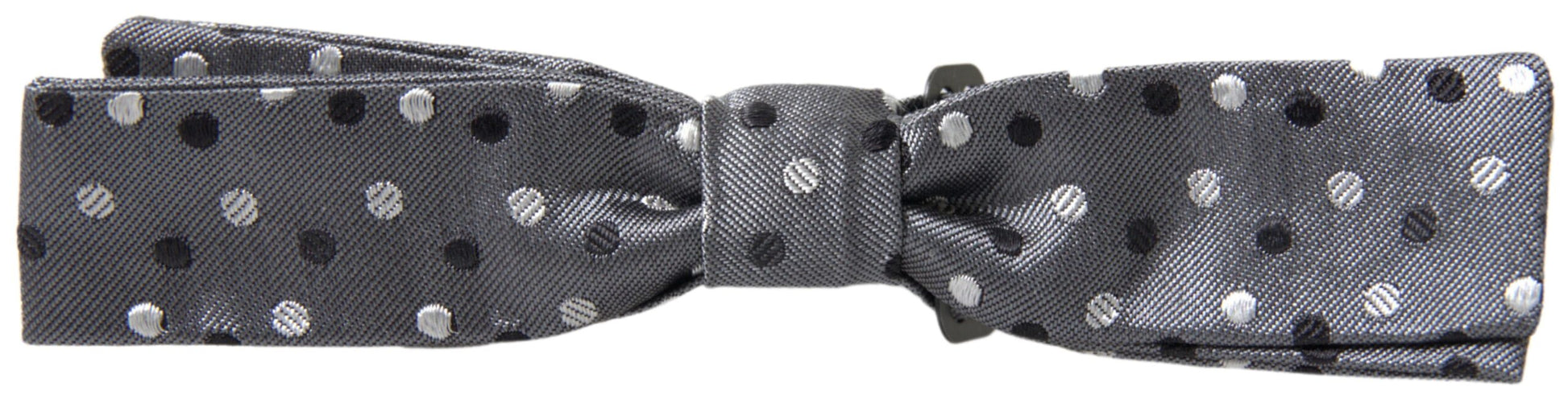 Dolce & Gabbana Gray Polka Dot Silk Adjustable Men Neck Papillon Bow Tie - ClickThatClicks 