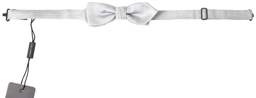 Dolce & Gabbana Gray Silk Adjustable Men Neck Papillon Bow Tie - ClickThatClicks 