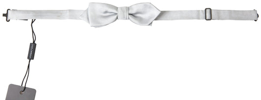 Dolce & Gabbana Gray Silk Adjustable Men Neck Papillon Bow Tie - ClickThatClicks 