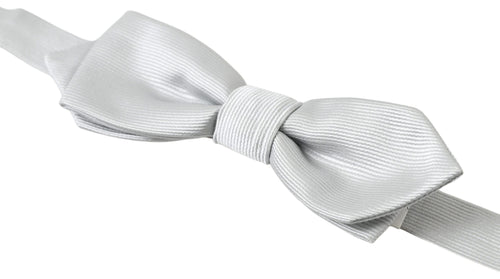 Dolce & Gabbana Gray Silk Adjustable Men Neck Papillon Bow Tie - ClickThatClicks 